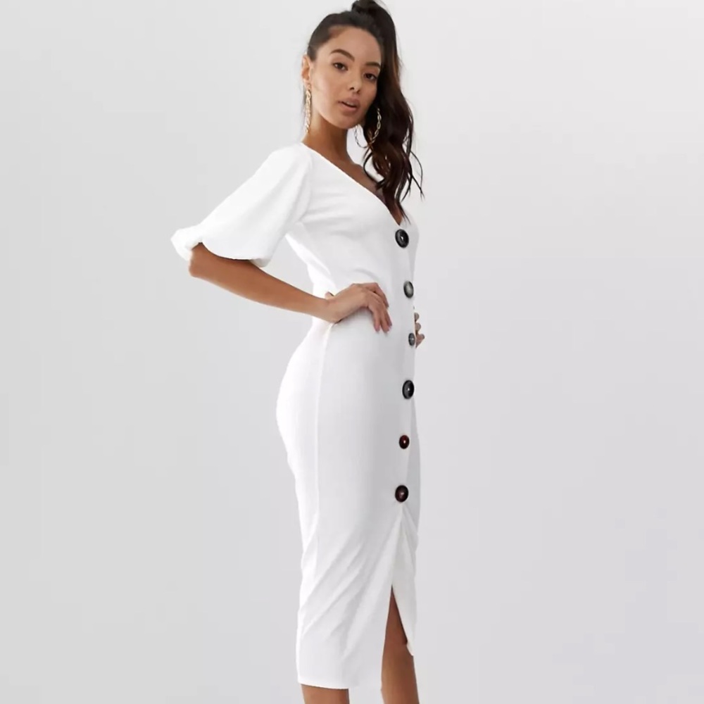 Asos Design Slinky Rib Button Through Midi Dress … - image 3